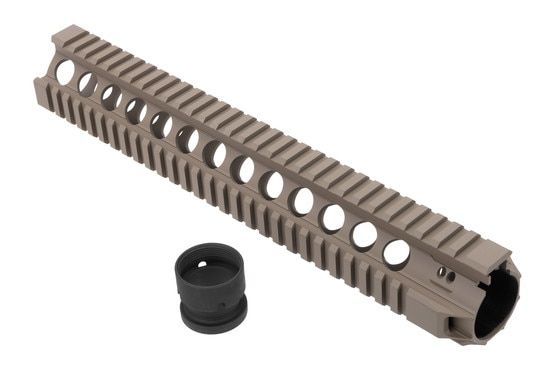 Bravo Company QRF-12 Quad Rail Free Float AR 15 Handguard in FDE features picatinny mounts